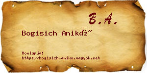 Bogisich Anikó névjegykártya